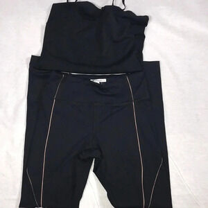 Forever 21 Size Small Activewear Leggings W/Rose Gold Trim & Black Tank Top